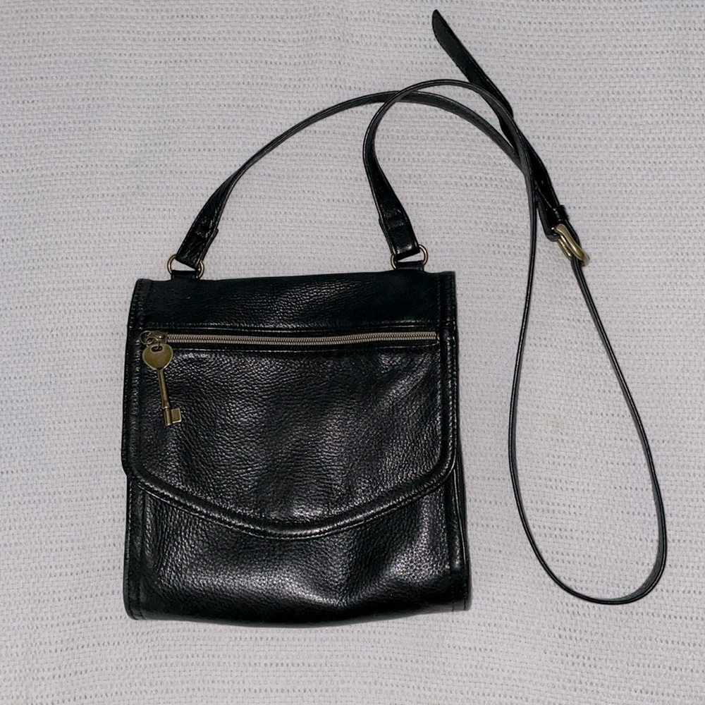 Fossil Leather Cross Body Bag - Black Leather